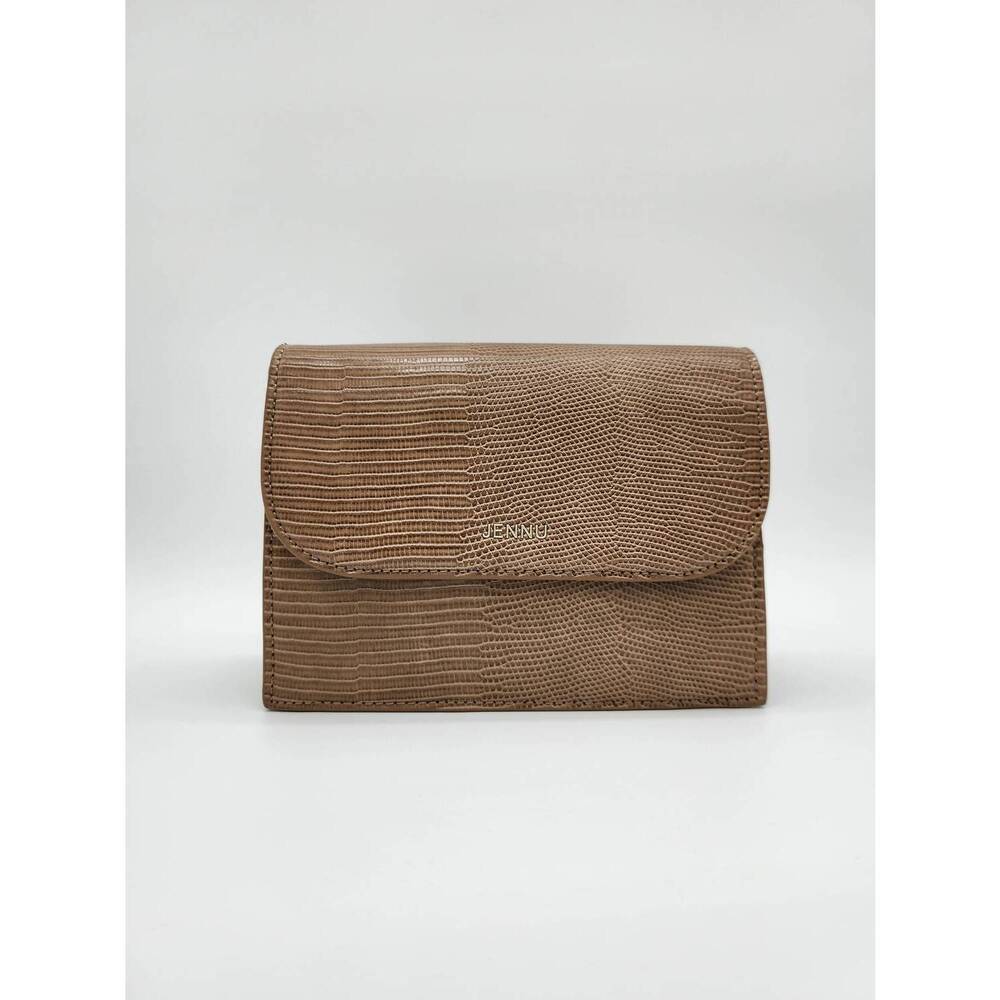 NEW JEN & CO. women's crocodile embossed crossbody purse in taupe